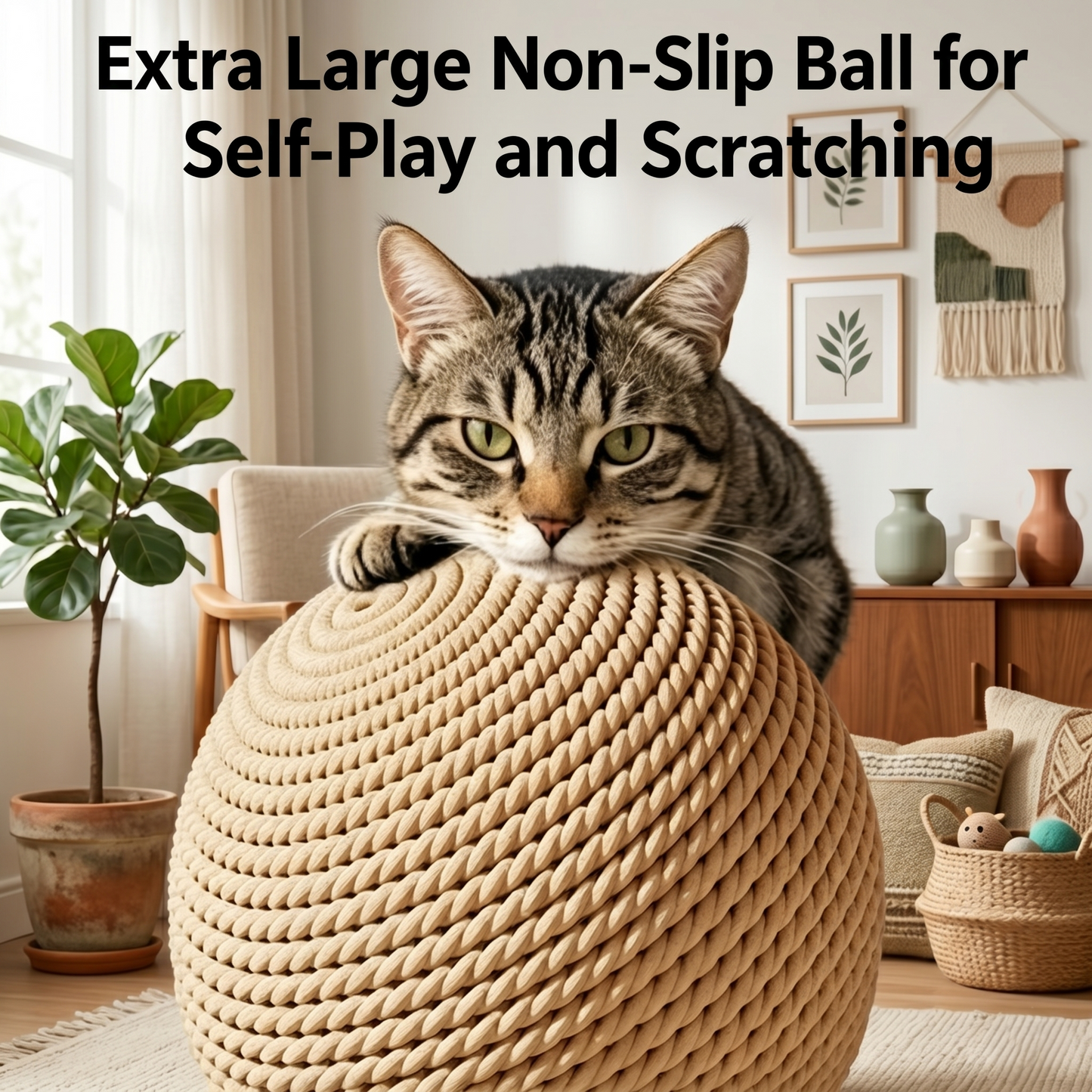 Oversized Sisal Cat Ball Toy – Scratching &amp; Self-Play Toy